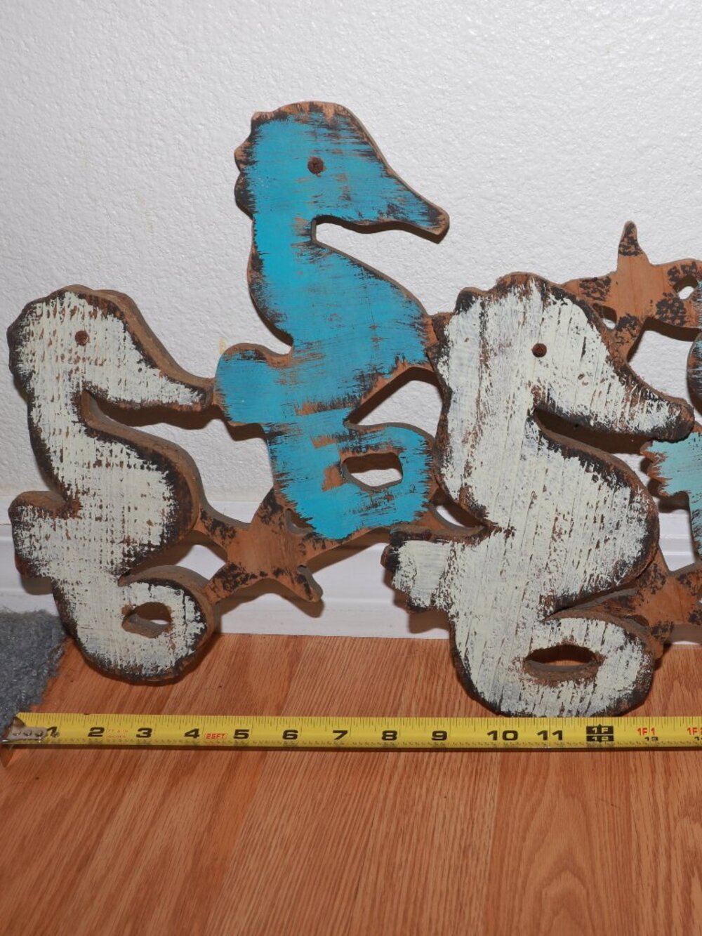 Wooden Decor 5 Seahorses for Nautical Decoration, Wall  Hanging  23"